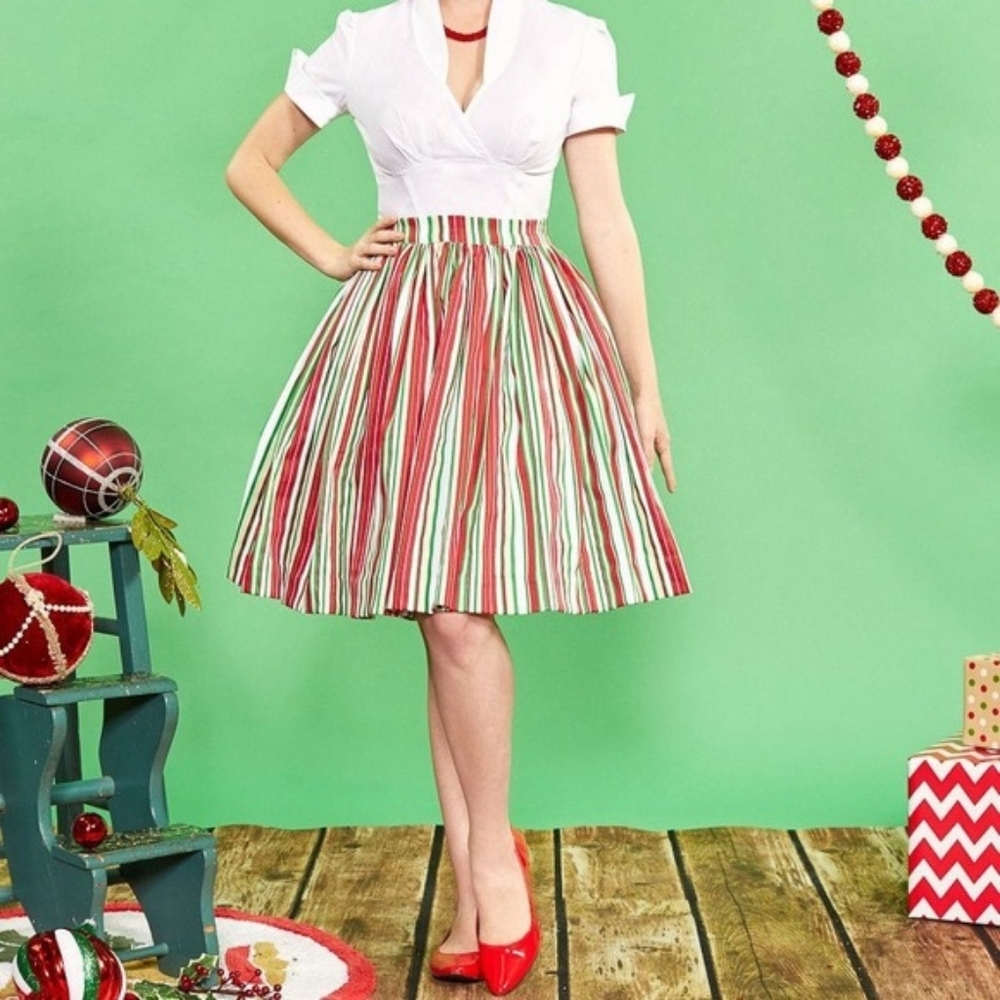 Pinup Couture Jenny Skirt in Candy Stripe XS